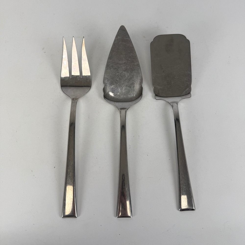 Lenox Stainless Steel Serving Set 3pc Cold Meat Fork Pie Flat Server Modern